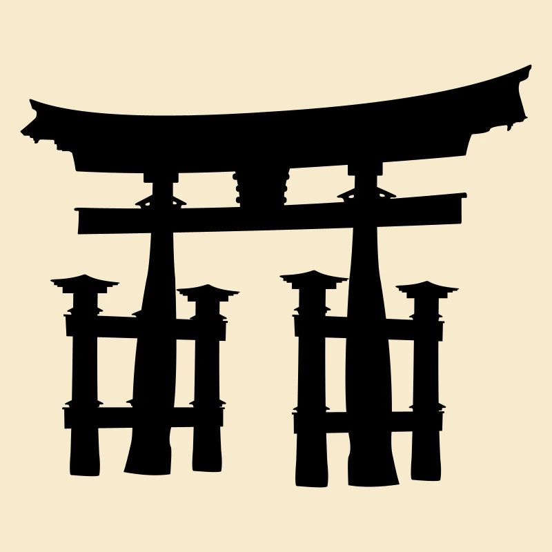 Japanisches Torii oder Tor transparentes Schattenbild