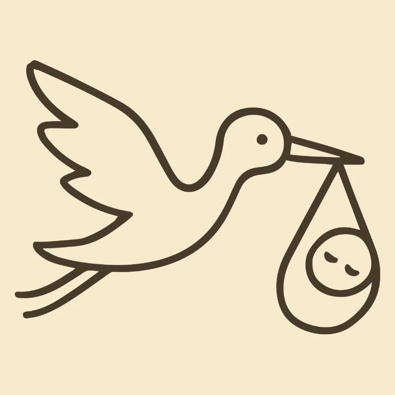 Cigogne avec bébé enfant - Arrivée minimale de bébé