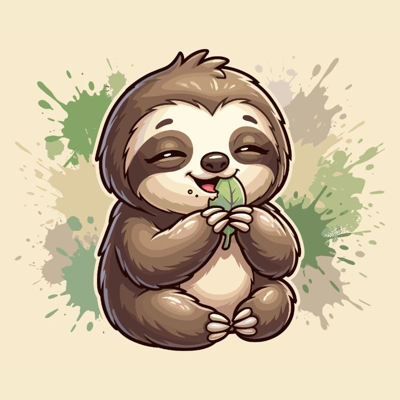 Sloth with leaf cuddles
