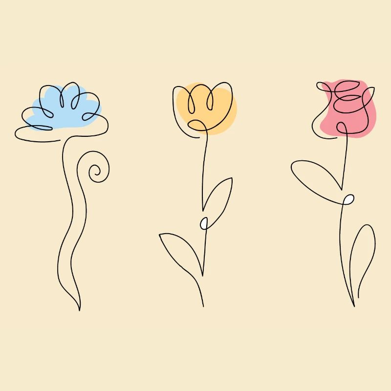 Trois fleurs de couleurs différentes