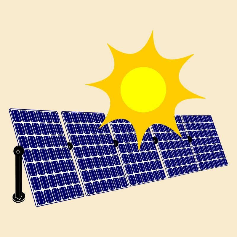 Une rangée de panneaux solaires avec soleil pour générer