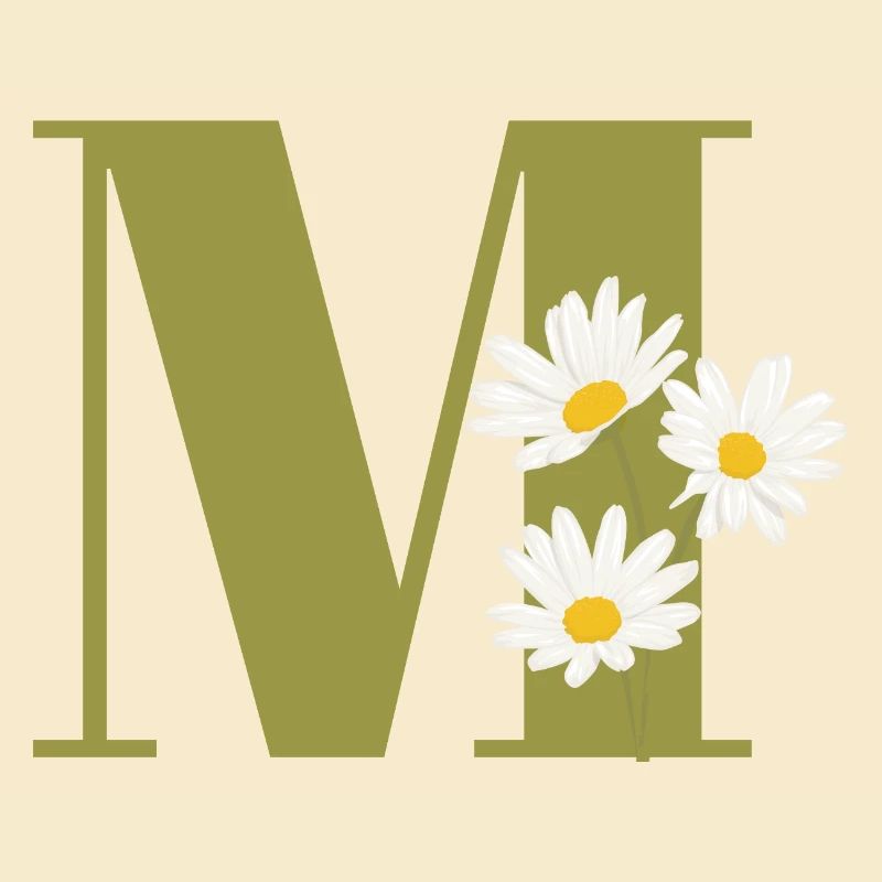 Buchstabe m grüne Gänseblümchen