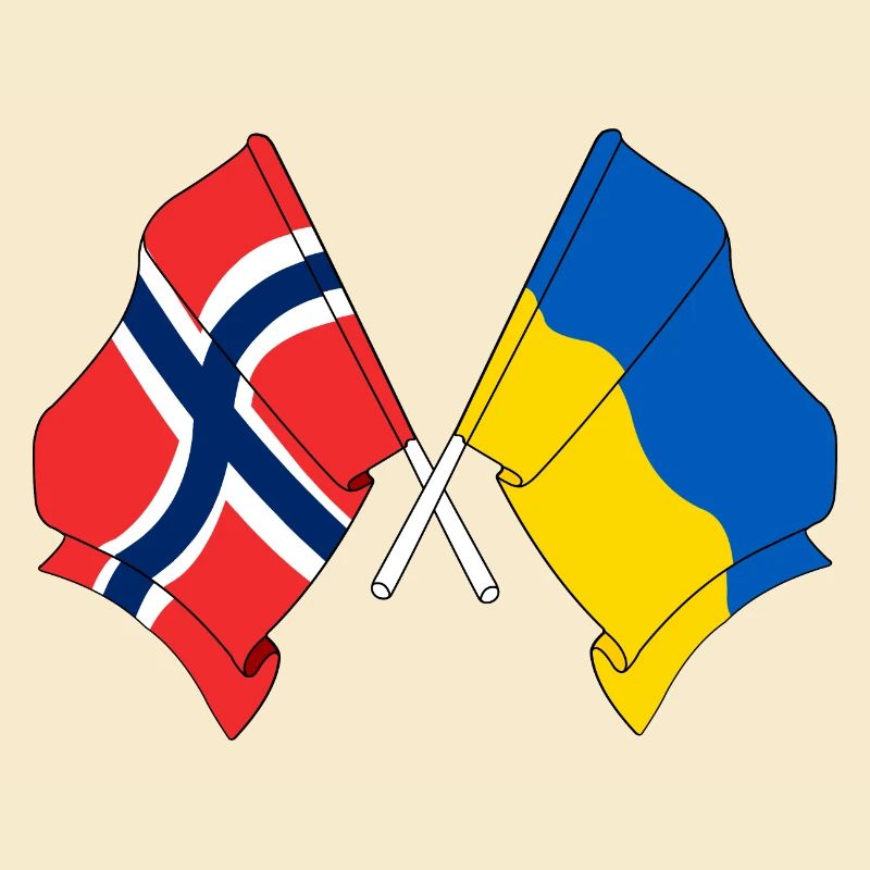 Drapeau de la Norvège, drapeau de l’Ukraine