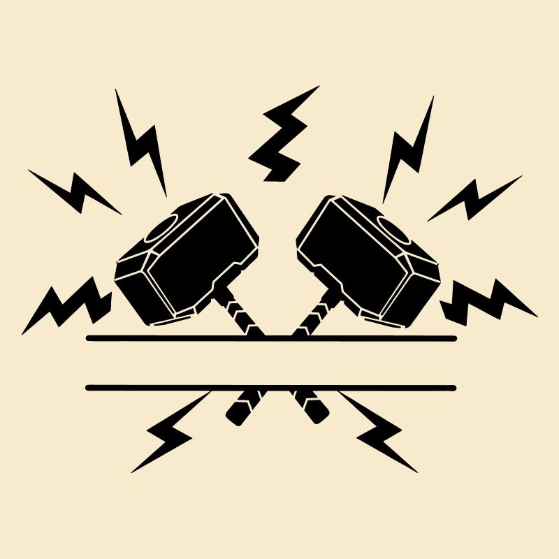 Two hammers of Thor with text cutout