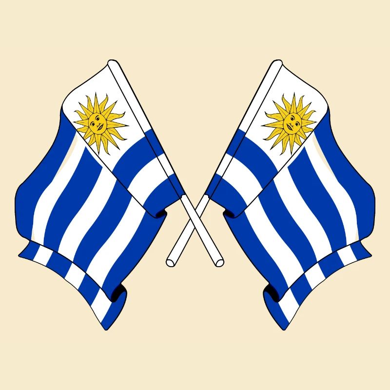 Deux drapeaux croisés de l’Uruguay