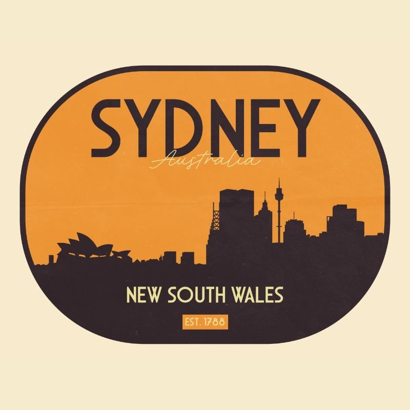 Sydney skyline in orange sunset