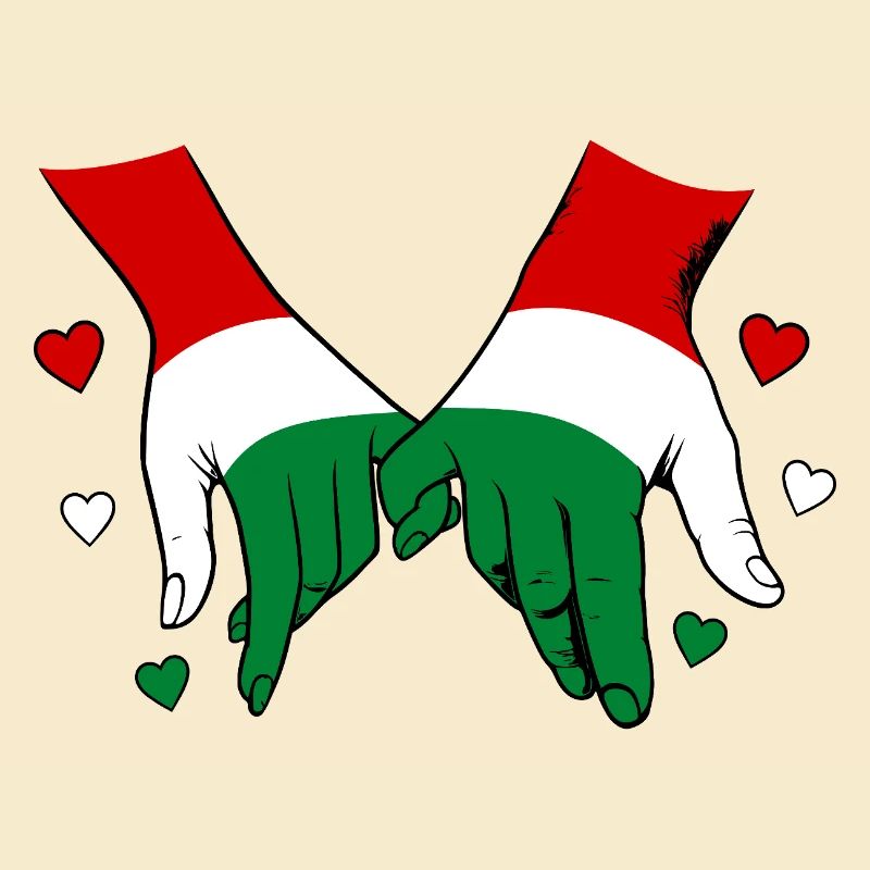 Drapeau hongrois main dans la main