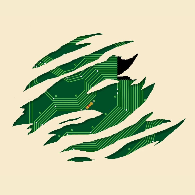 Computer Platine hinter einem Kratzer mit CPU