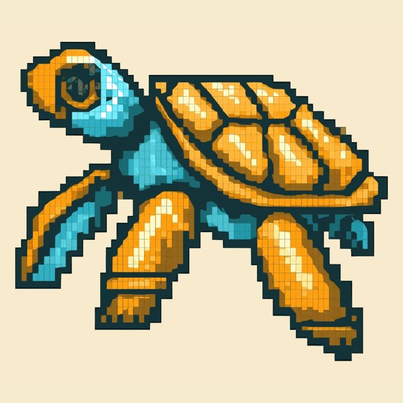 Pixel turtle in nostalgic 8 bit style
