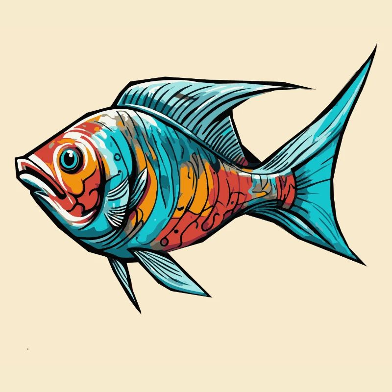 Poisson Graffiti coloré