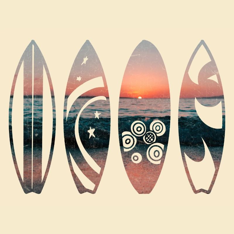 planches de surf coucher du soleil
