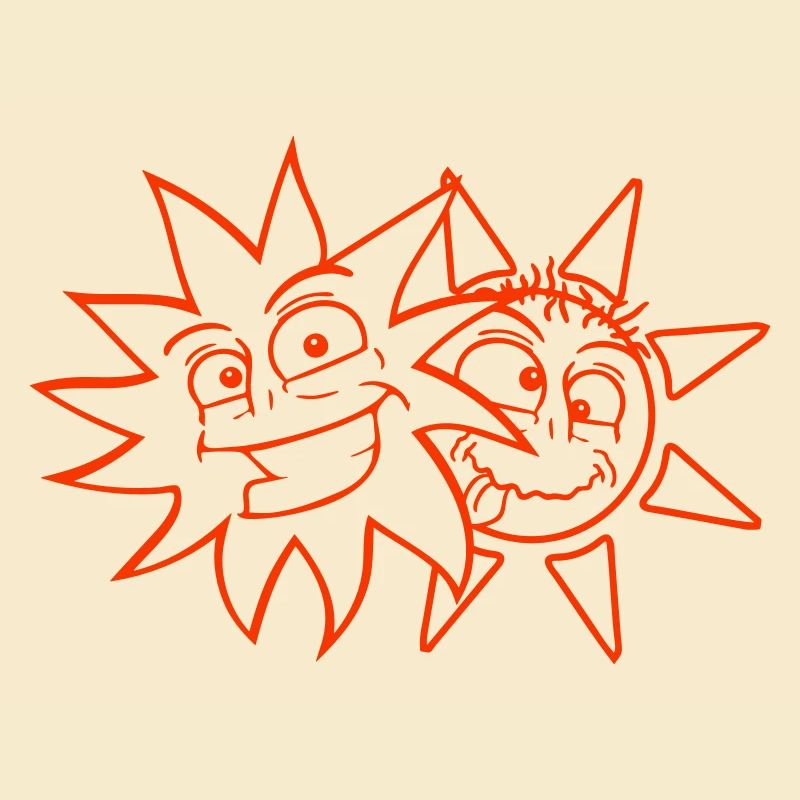 2 Suns Funny Faces Laughing Comic Cartoon
