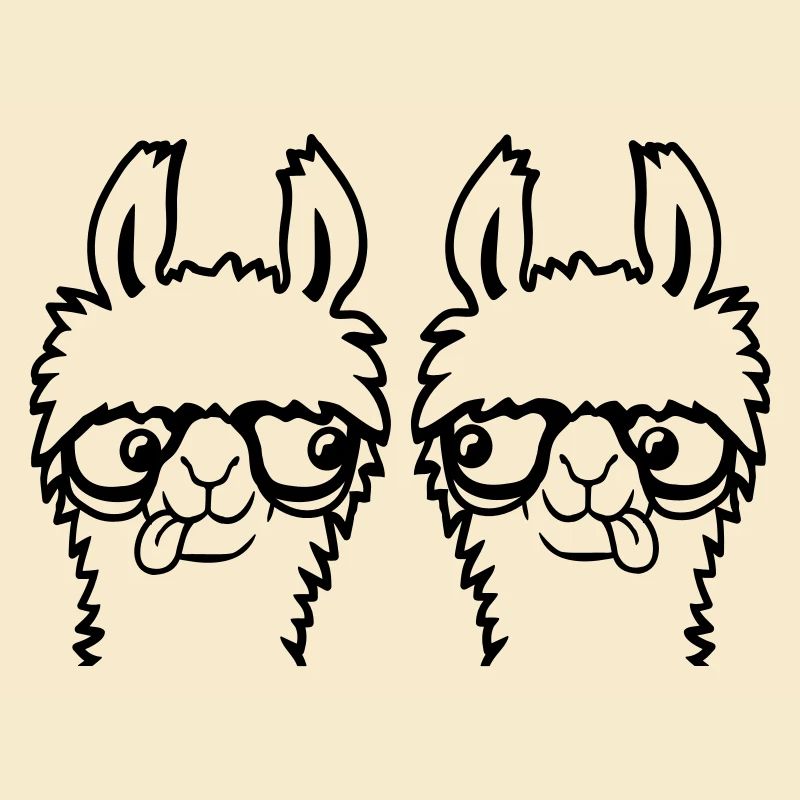 2 Lama Nerds Geeks Team Hornbrille Schlau Grimasse