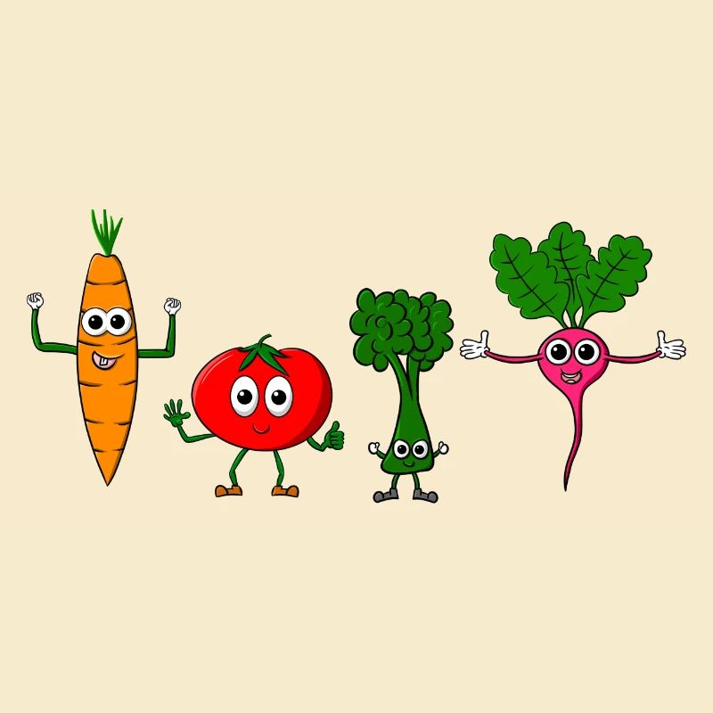 Vegetable figures posing