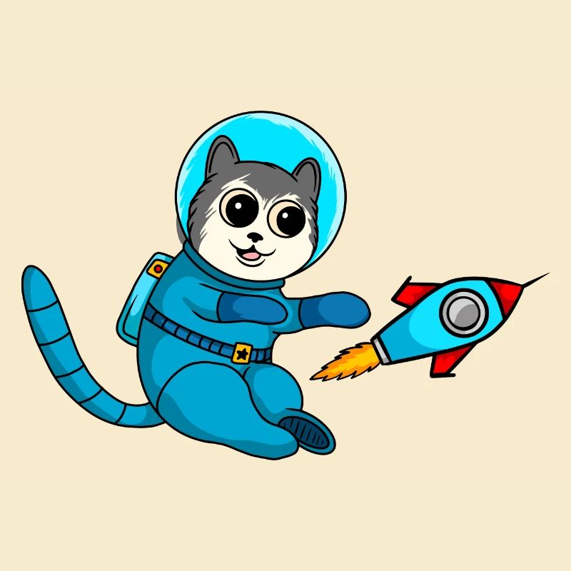 Mignon bande dessinée Chat astronaute dans l’espace