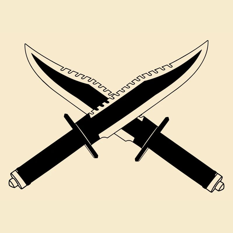 Two knives crossed standing