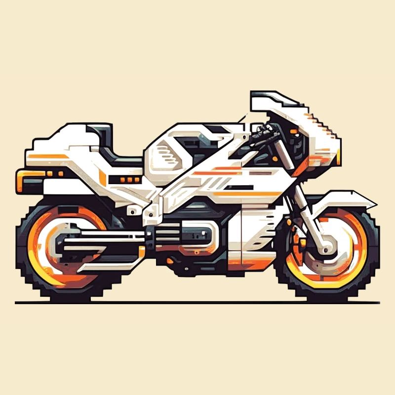 8 bit motorcycle racing machine as vector graphics