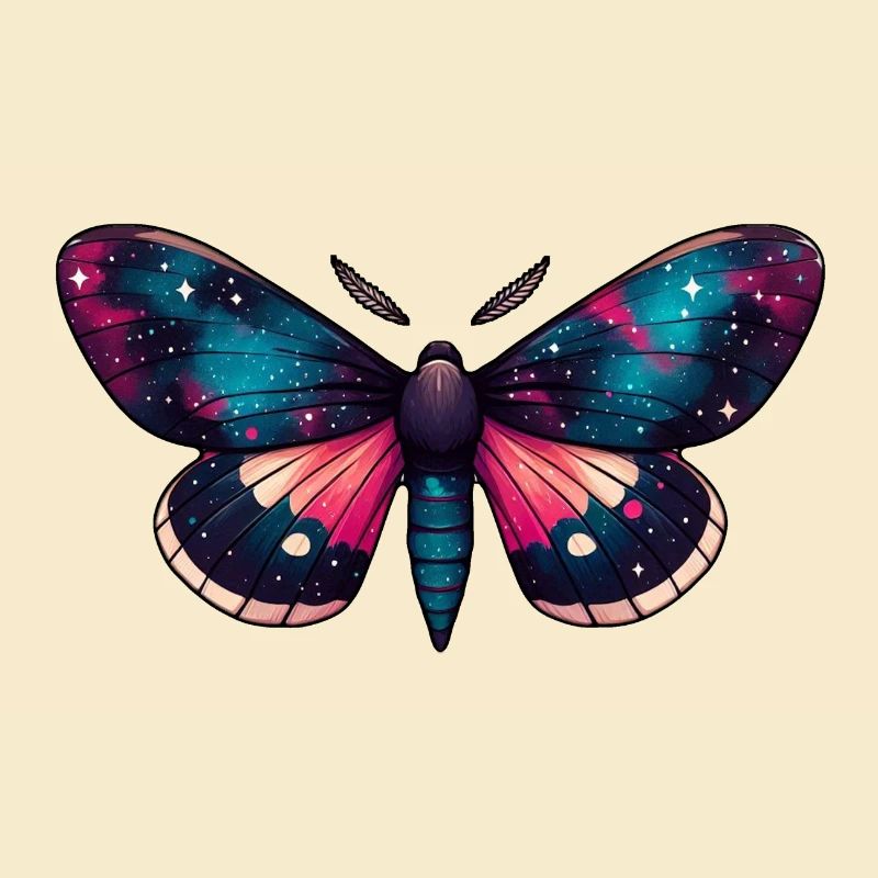 Night Sky Moth - Cosmic Celestial Nebula Space