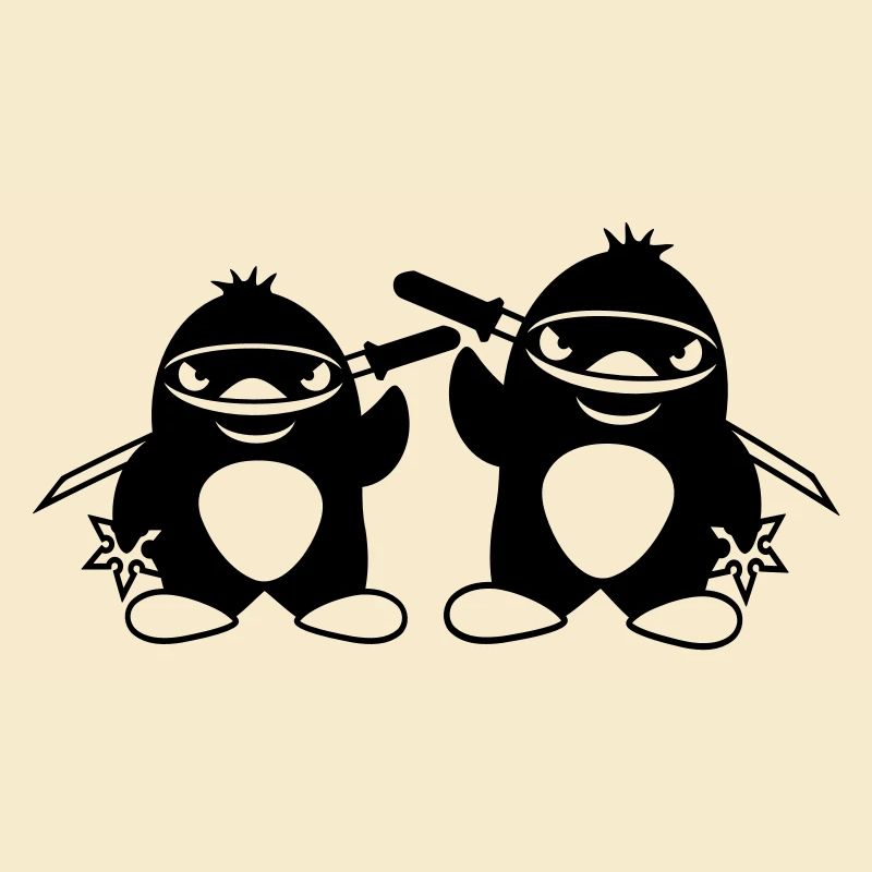 2 Pinguine Ninja Samurai Japanisch Katana Team Duo