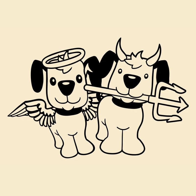 2 Dogs Angel Devil Satan Heaven Hell Conscience