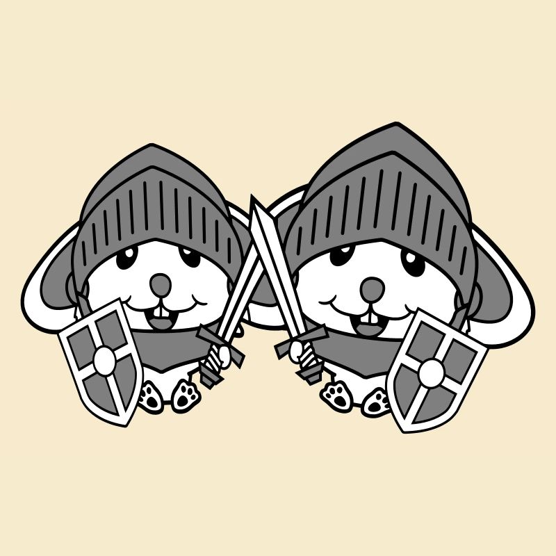 2 Bunnies Chevalier Épée Bouclier Armure Casque Héros