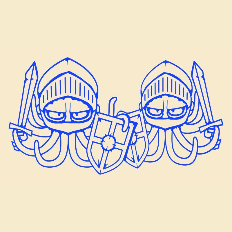 2 Octopus Knight Team Medieval Shield Sword