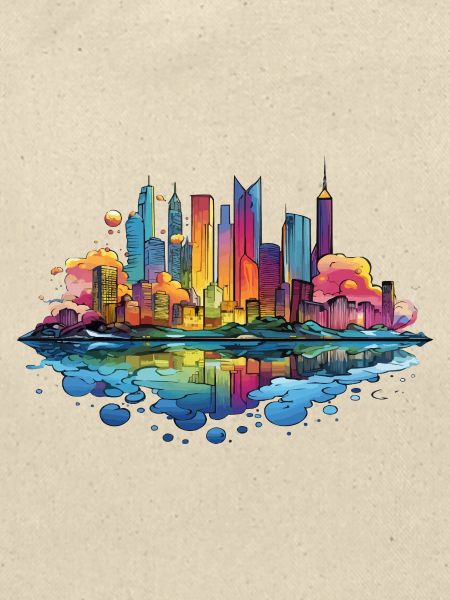 Bunte Skyline Reflektion
