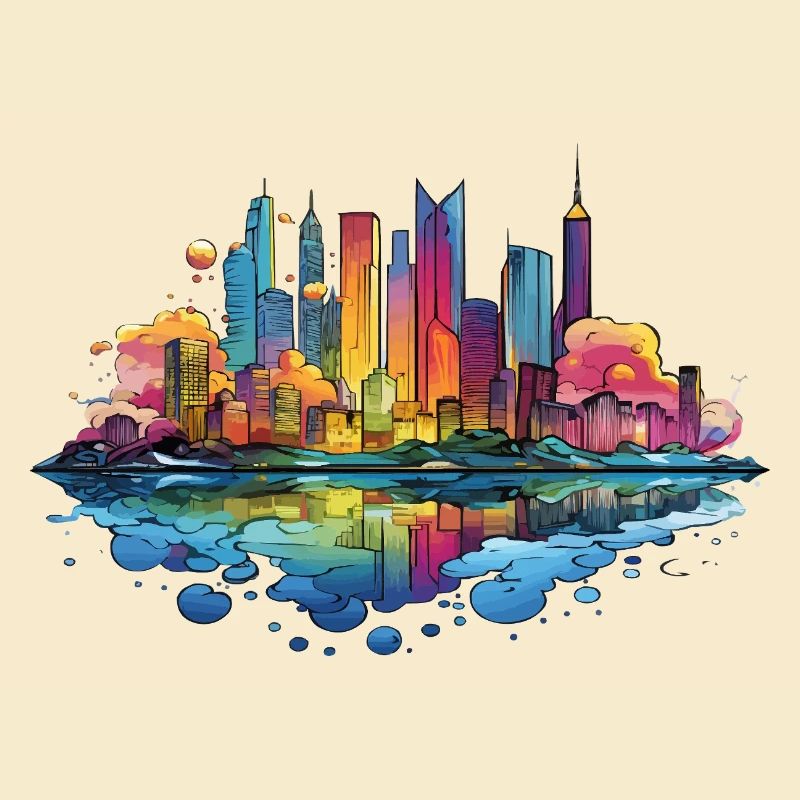 Colorful Skyline Reflection