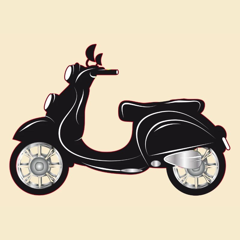 Ein schwarzer Motorroller mit farbigem Rand
