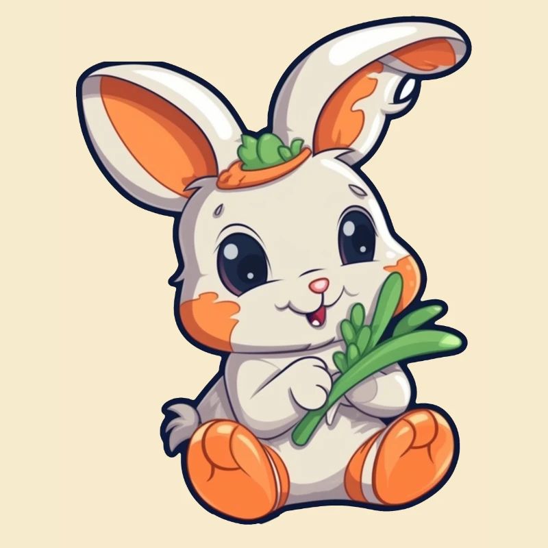 Lapin blanc mignon avec carotte
