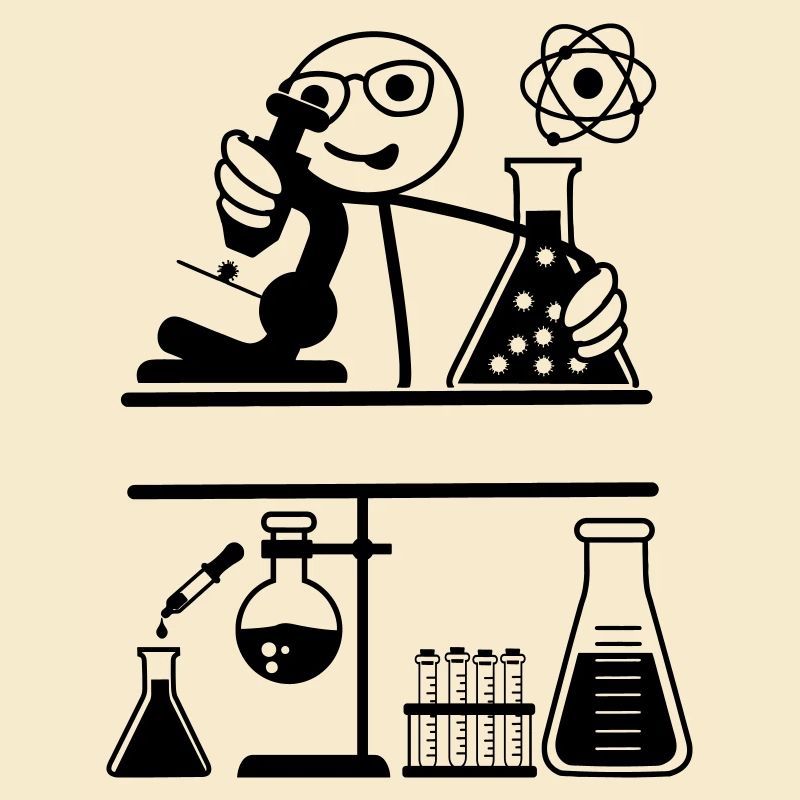 Laboratoire avec des hommes-bâtons regardant dans un microscope