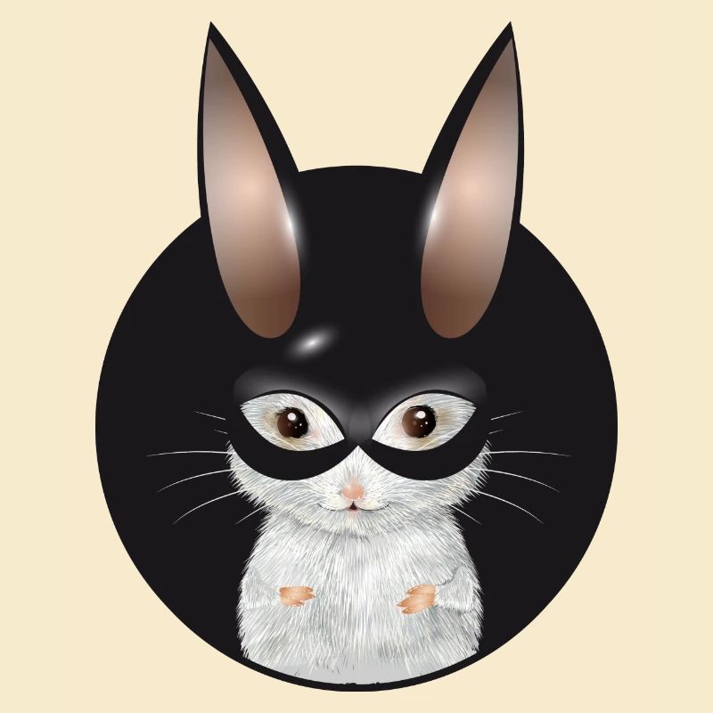 Cute White Mouse with Bunny Mask in Patch