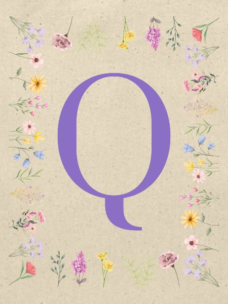 Monogramm "Q", florale Initialen