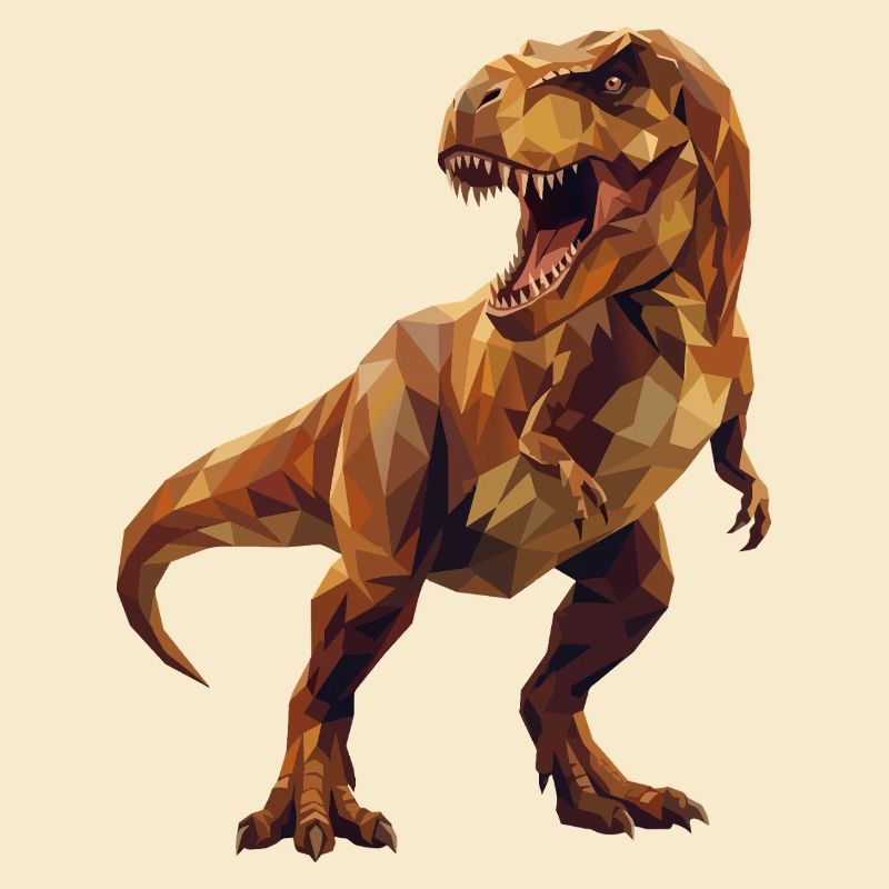 Geometric T-Rex Dinosaur Low Poly Earth Tones
