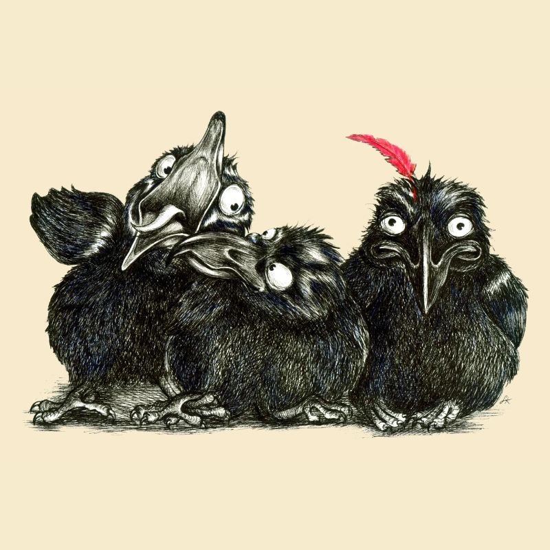 three young cheeky kraehen