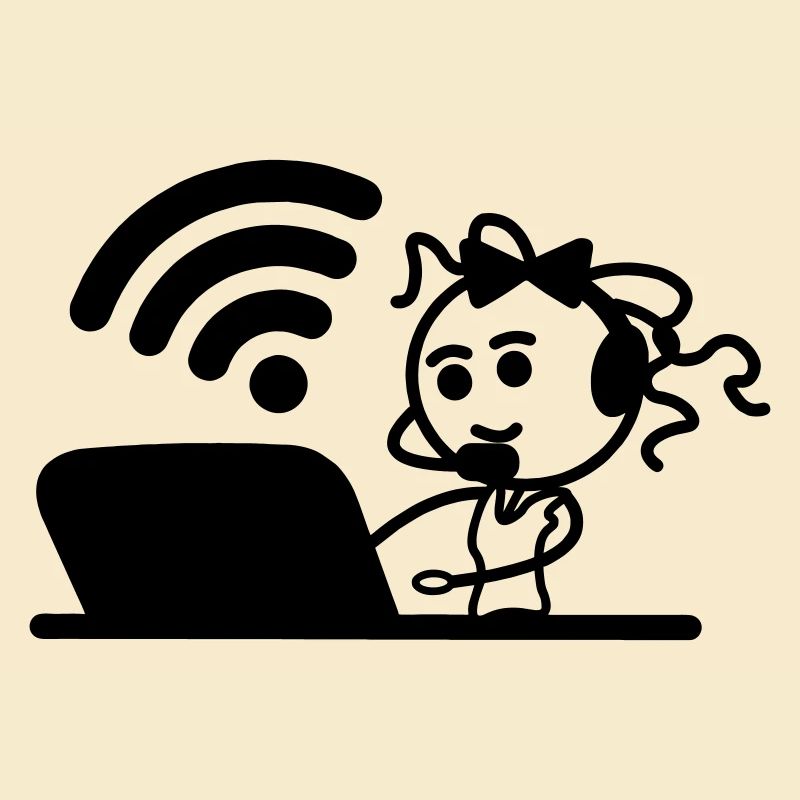 Glückliches Mädchen oder Frau auf Laptop-WLAN