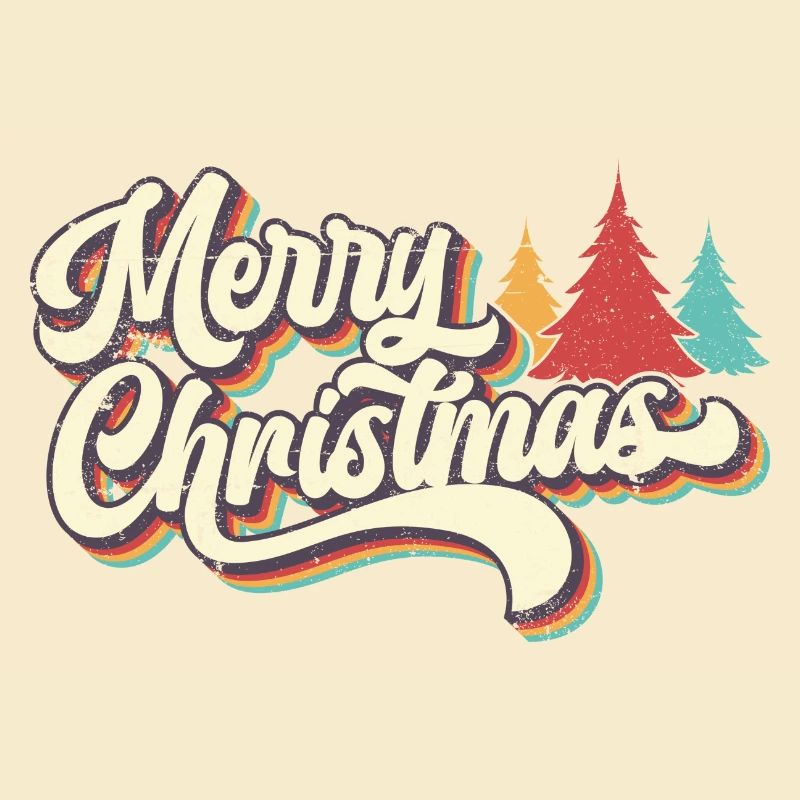 Rétro Joyeux Noël Arc-en-ciel Script