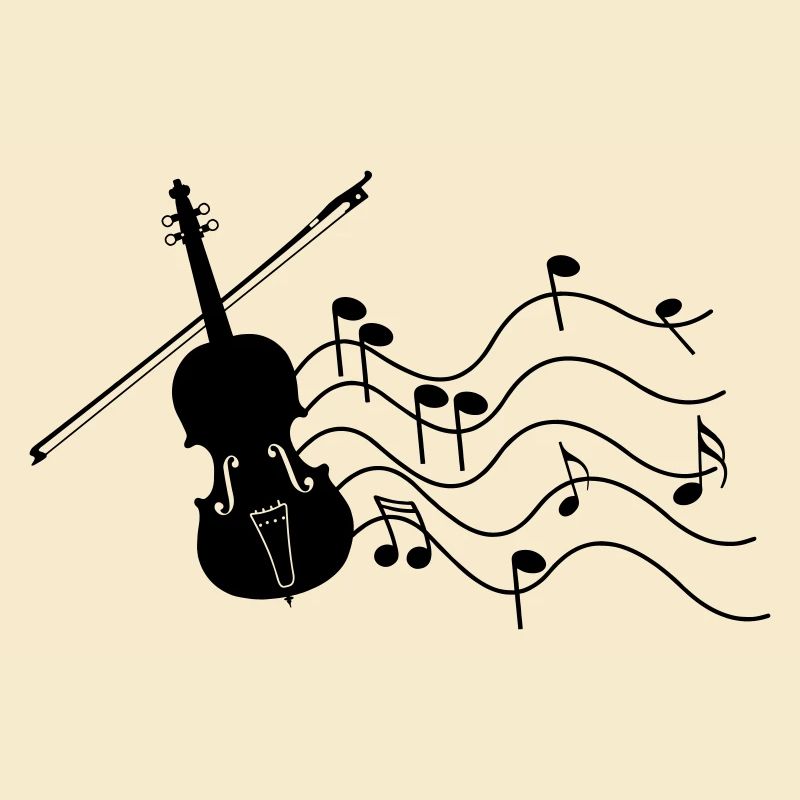 Violin with music notes shadow image,