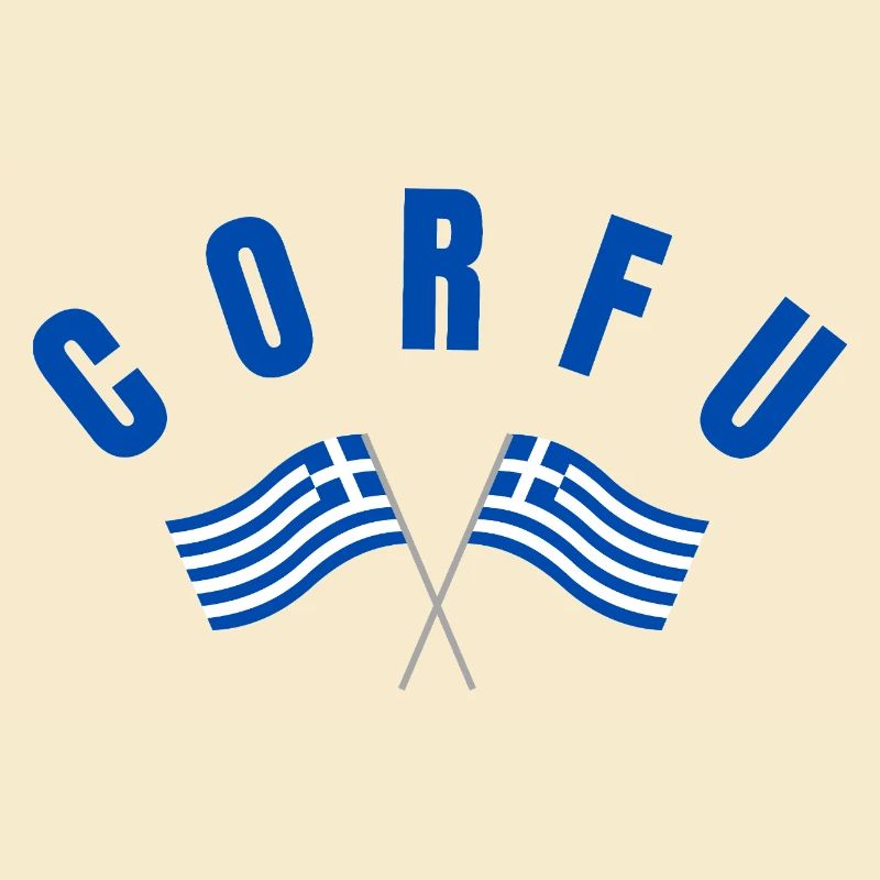 Corfou avec drapeaux grecs croisés