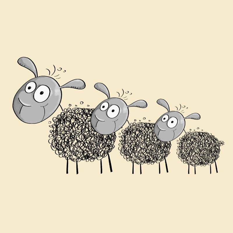 Three wool sheep - sheep cartoon