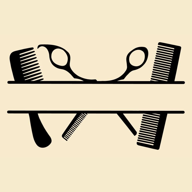 Two combs and scissors text banner