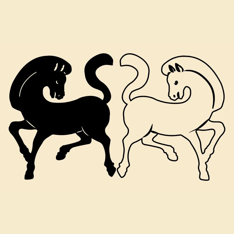 Zwei Pferde schwarz und weiß oder transparent