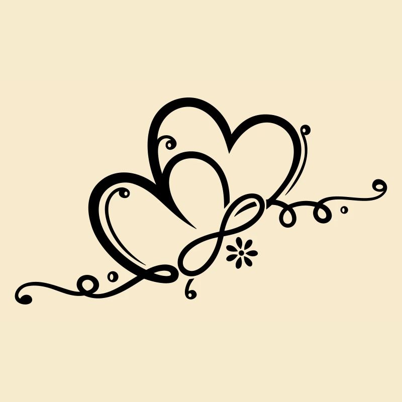 Zwei Herzen mit Blume und infinity