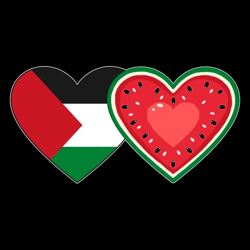 Drapeau pastèque de Palestine Coeur