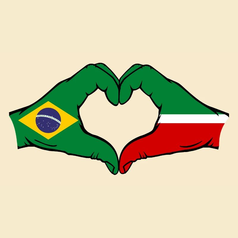 Brésil Tatarstan Drapeau Mains Coeur Forme