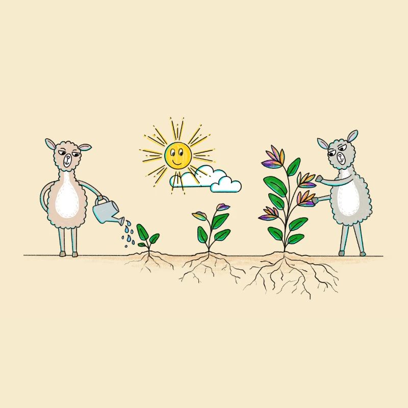 Lama Garten bunt