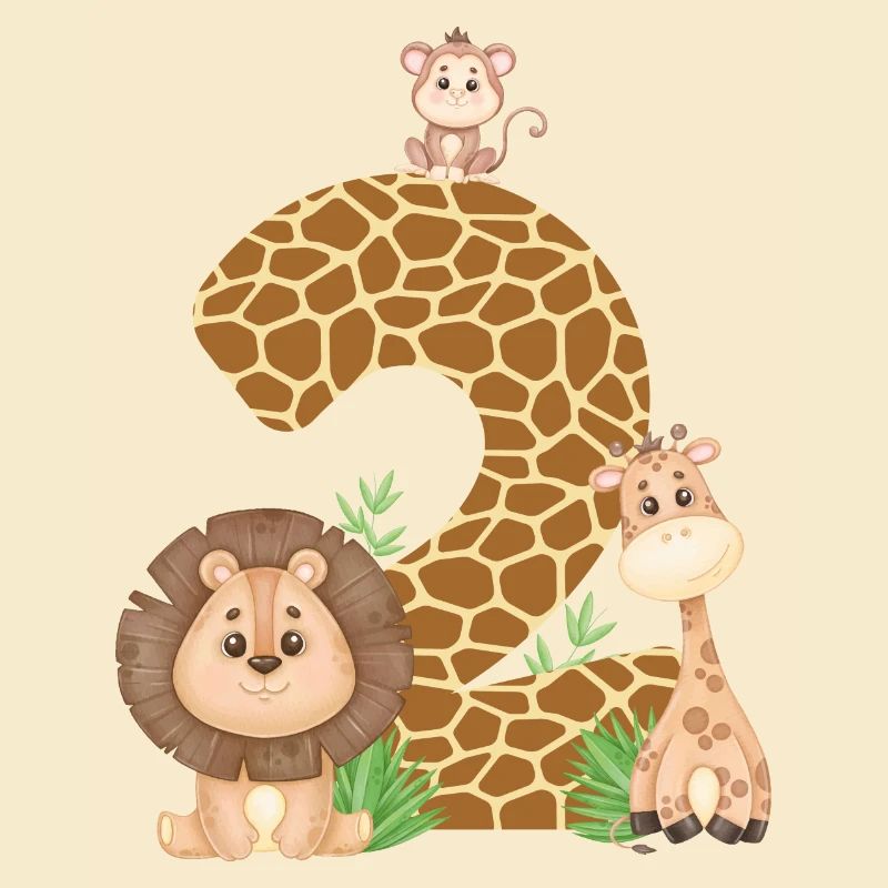 2. Geburtstag Dschungeltiere Giraffe Löwe Affe