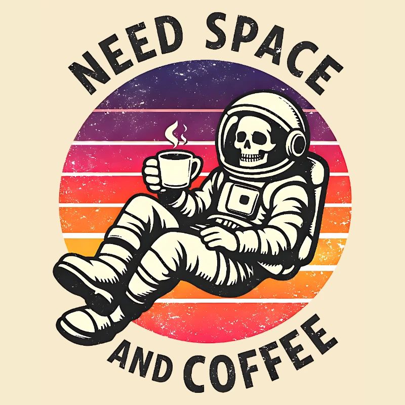 Need Space And Coffee Skeleton Astronaut