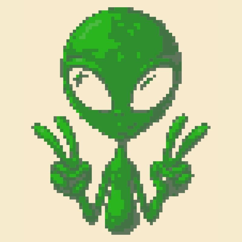 Pixel Alien Friedenszeichen