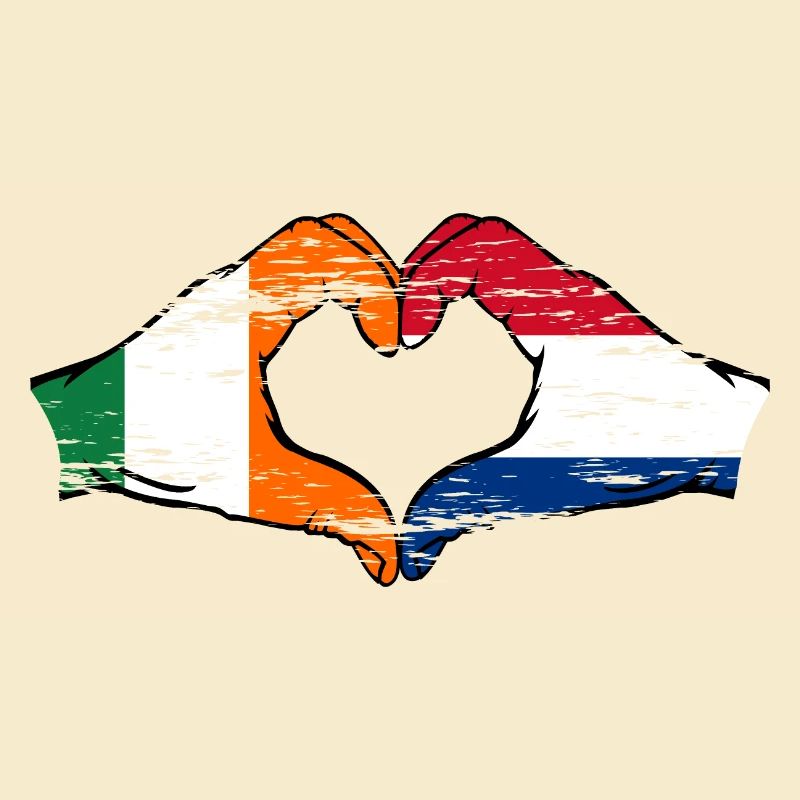 Irlande Hollande drapeau mains forme de coeur utilisé